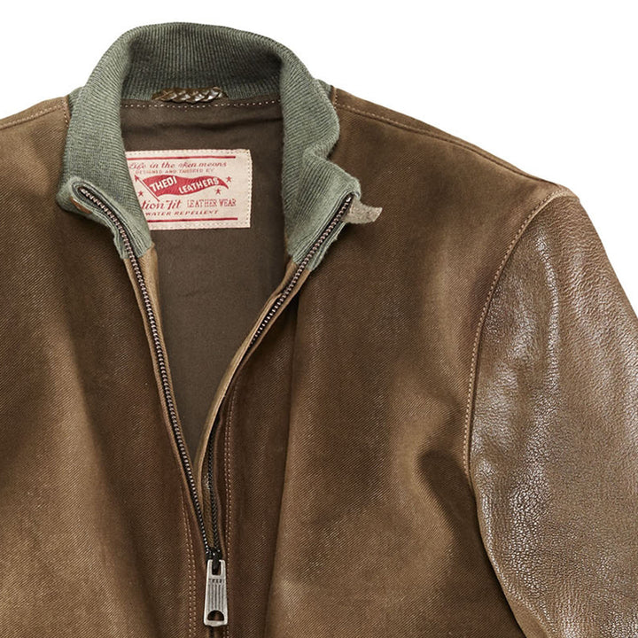 Veste cuir Thedi gabardine sergé
