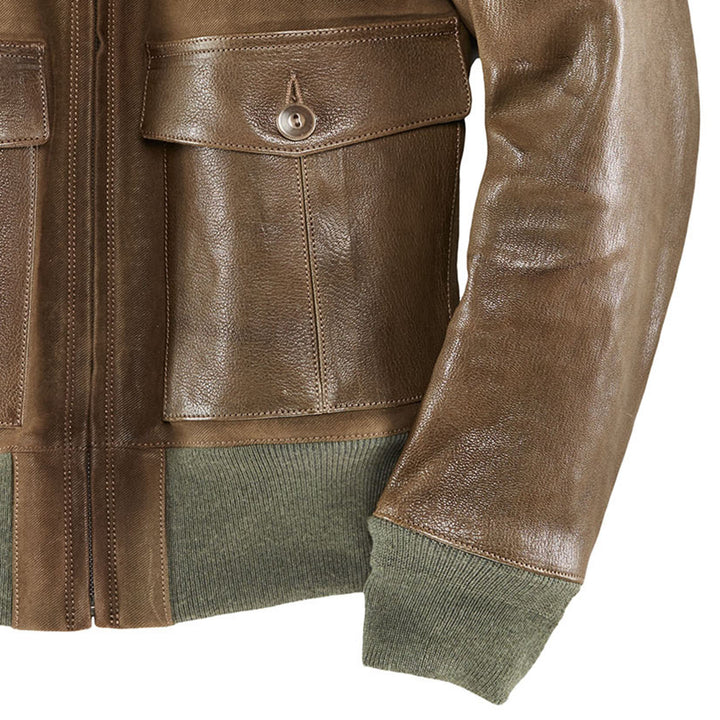 Veste cuir Thedi gabardine sergé