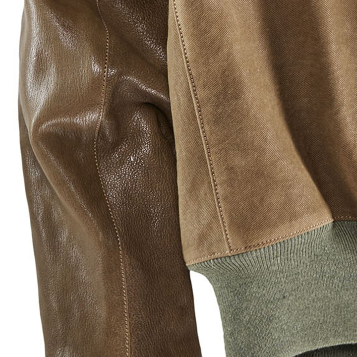 Veste cuir Thedi gabardine sergé