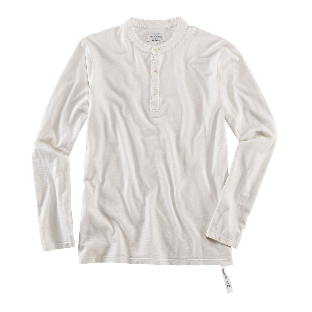 Bowery NYC Long Sleeve Henley Cloud