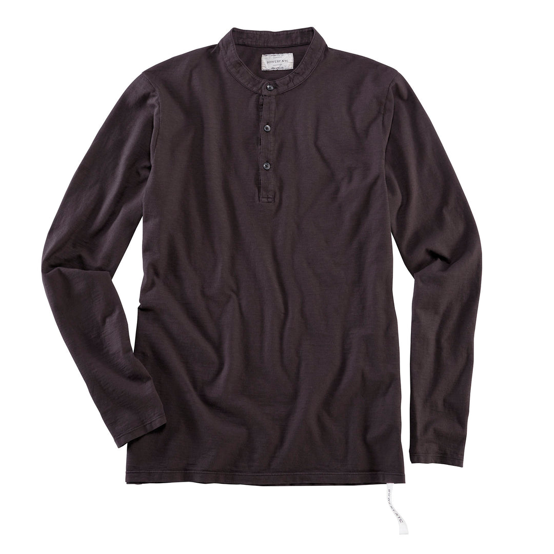 Bowery NYC Camiseta de Manga Larga Henley Cocoa