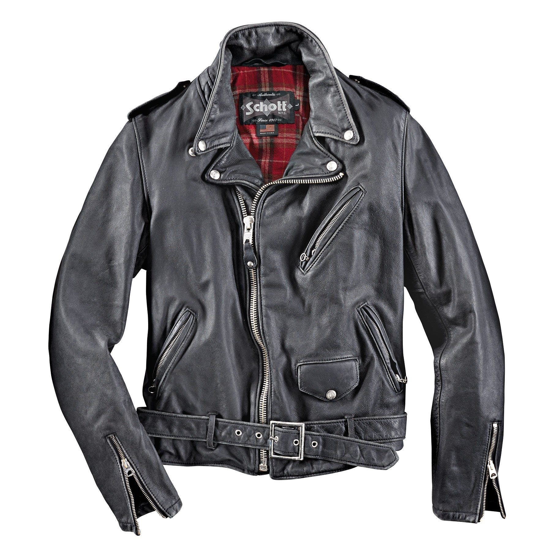 Schott NYC Perfecto Vintage Men's Leather Jacket Black – Bad and