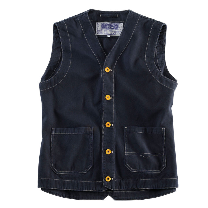 Gilet Dents de Poule Toile Bleu