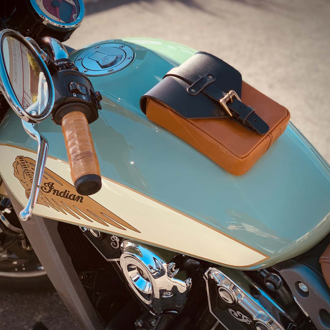 Trip Machine Tank Pouch Tan Bad and Bold Biker s finest