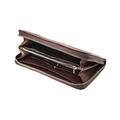 70s Leder-Geldbörse Ladies Wallet groß graviert braun