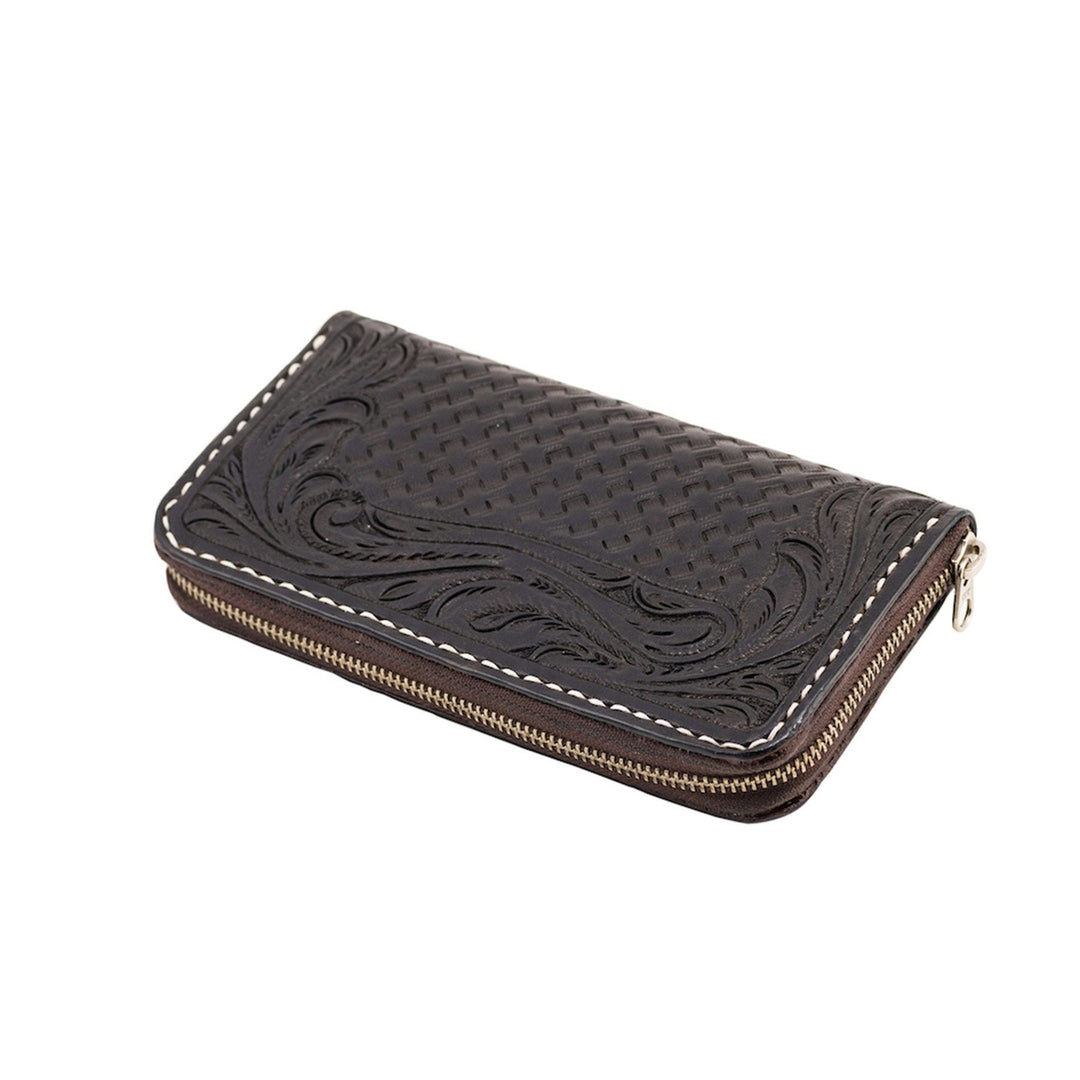 70s Leder-Geldbörse Ladies Wallet groß graviert schwarz