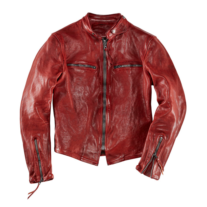 Thedi Lederjacke Cafe Racer Red