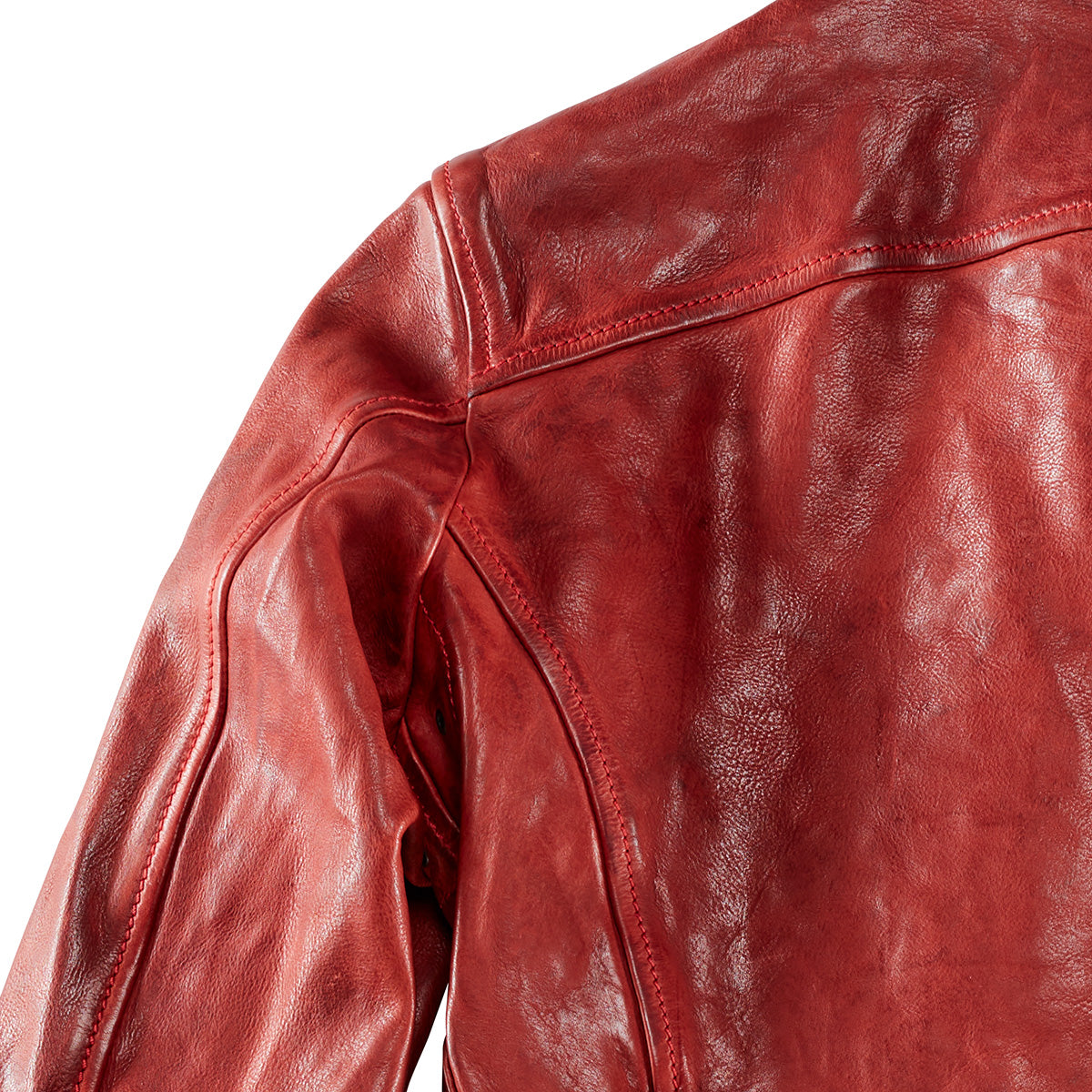 Thedi leather jacket Cafe Racer Red