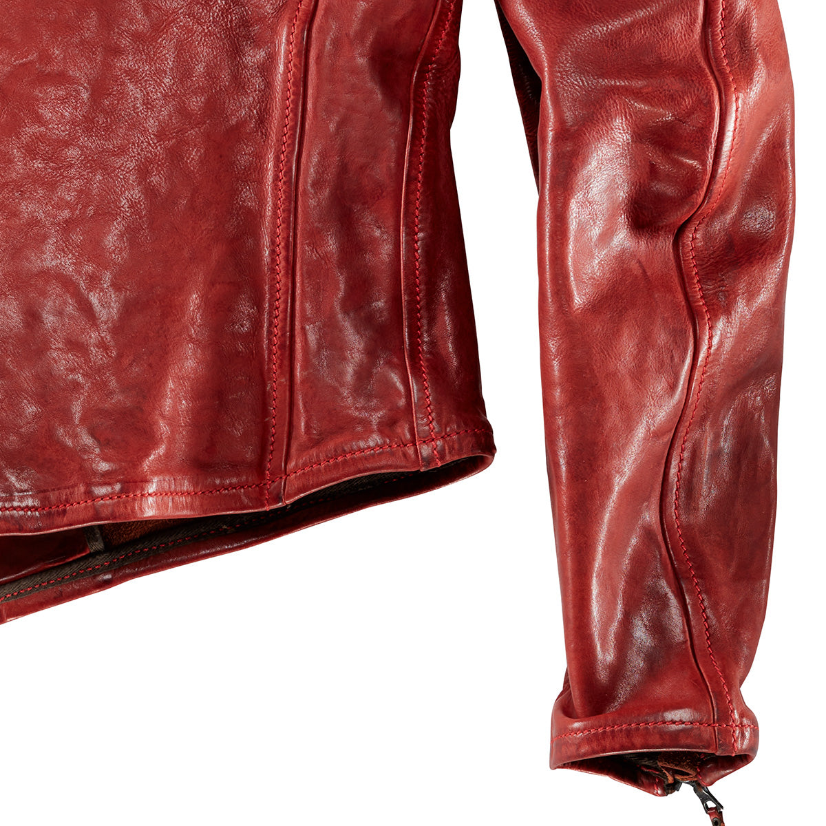 Thedi leather jacket Cafe Racer Red