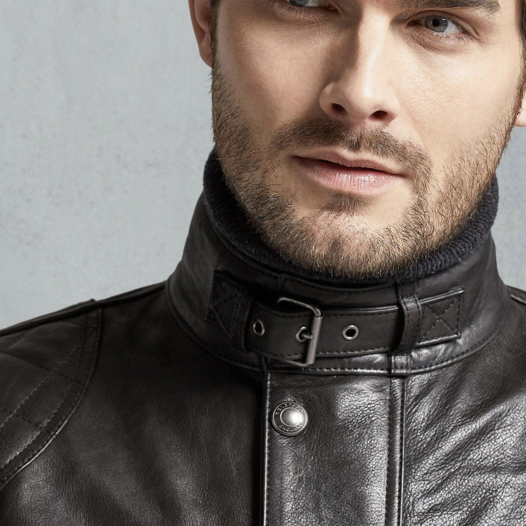 Belstaff Motorcycle Lederjacke Brooklands Schwarz