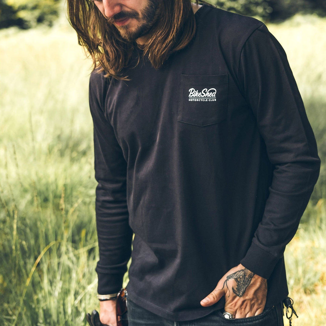 Bike Shed Longsleeve Pocket Script Black