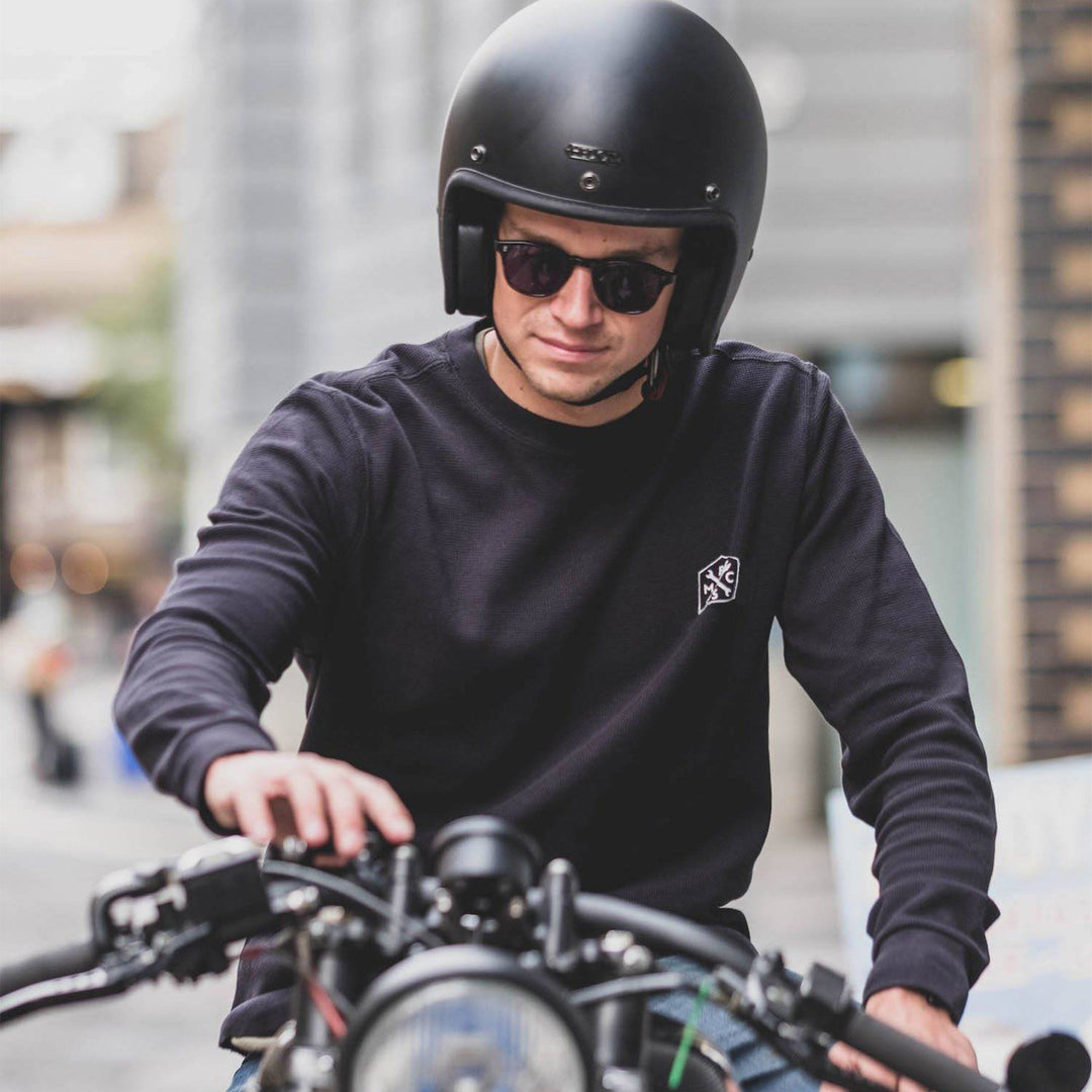 Bike Shed Pullover Waffle Black