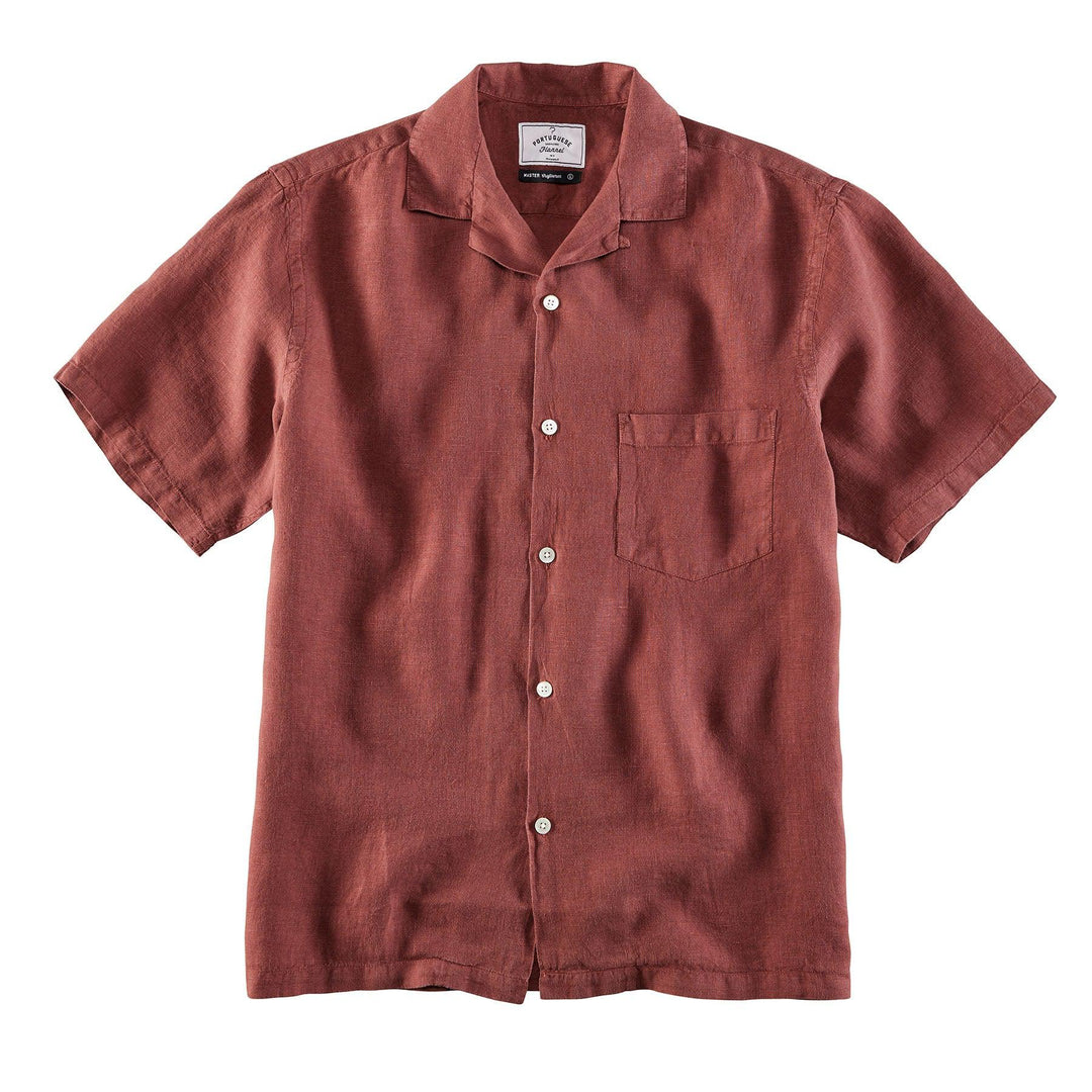 Portuguese Flannel Hemd Camp Collar Bordeaux