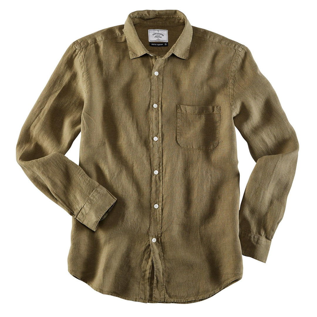 Portuguese Flannel Hemd Linen Olive