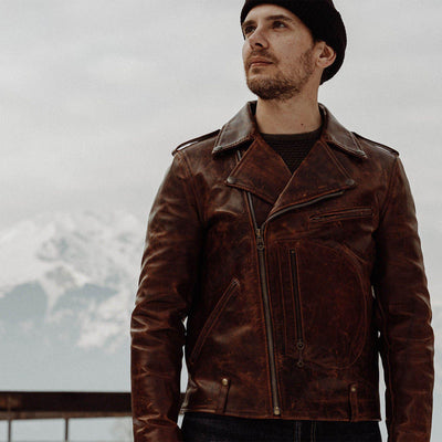 Shangri-La Lederjacke Chiodo Whiskey